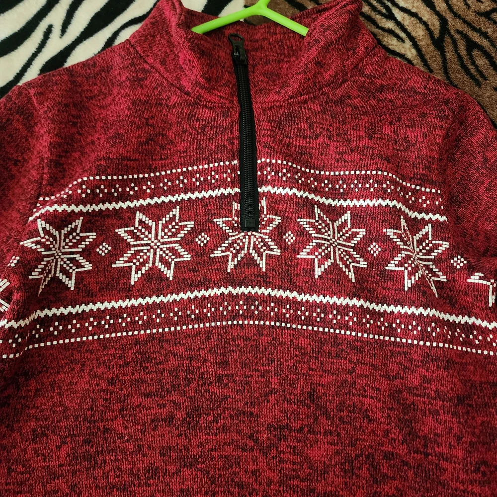 Sonoma Red Snowflake Fair Isle Quarter Zip Sweater Small